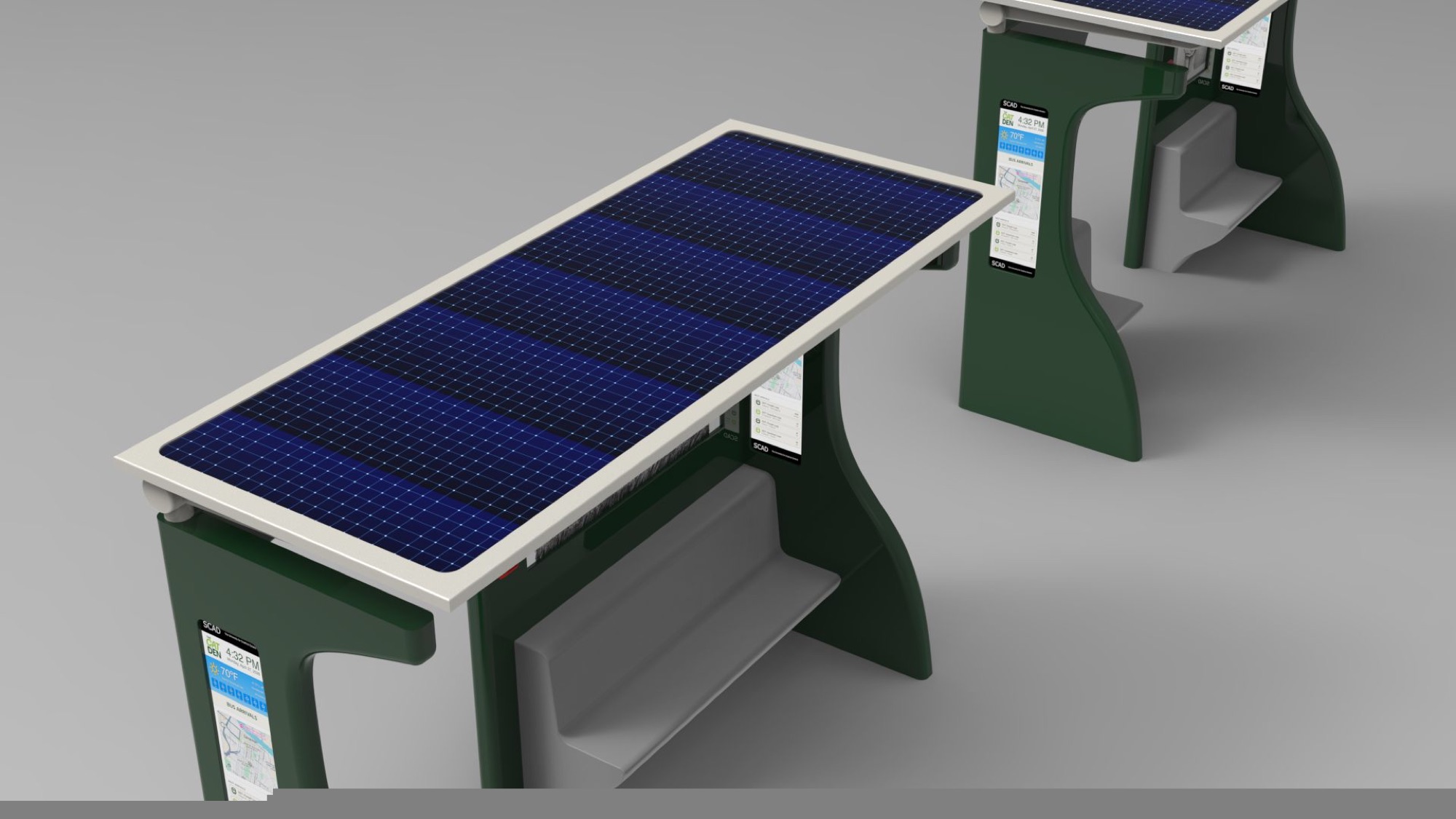 Top view of the shelter showing the solar panel roof