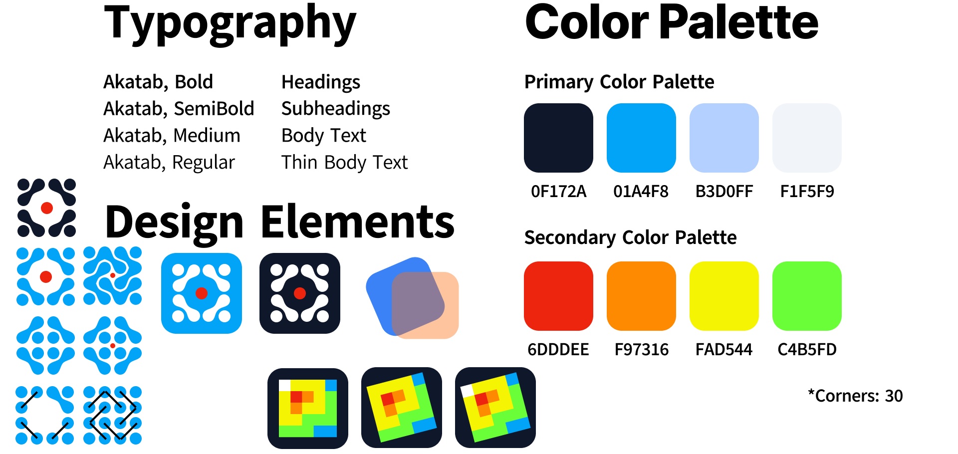 Seek brand sheet with typography, logo marks, and the primary and secondary color palettes